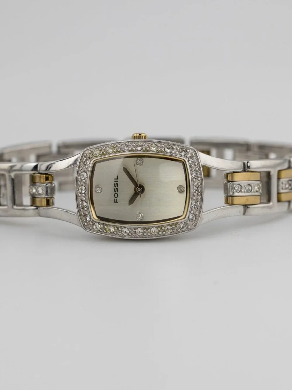 FOSSIL ES-1170 F2 Two Tone Crystal Quartz Analog Women's Watch New Battery